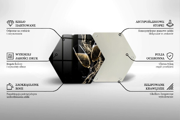 Kuchynská doska veľká zo skla Poháre na šampanské