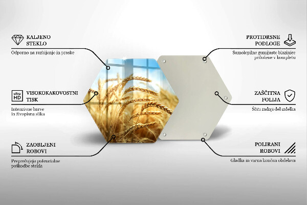 Kuchynská doska veľká zo skla Klasy obilnín na poli