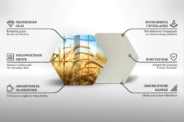 Kuchynská doska veľká zo skla Klasy obilnín na poli