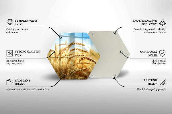 Kuchynská doska veľká zo skla Klasy obilnín na poli