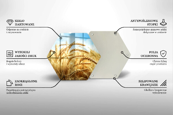 Kuchynská doska veľká zo skla Klasy obilnín na poli