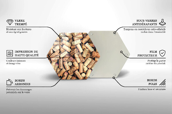 Kuchynská doska veľká zo skla Bezšvový vzor vínových zátok