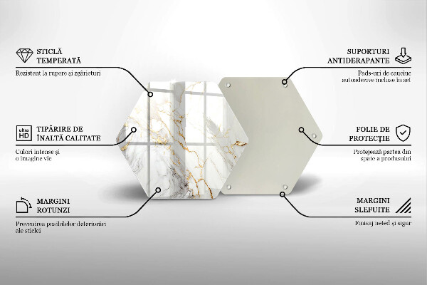 Kuchynská doska zo skla Svetlý mramor so zlatom