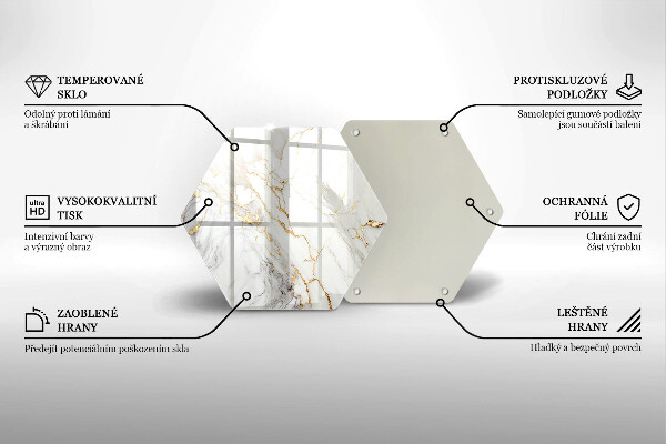 Kuchynská doska zo skla Svetlý mramor so zlatom