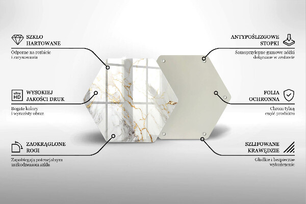 Kuchynská doska zo skla Svetlý mramor so zlatom