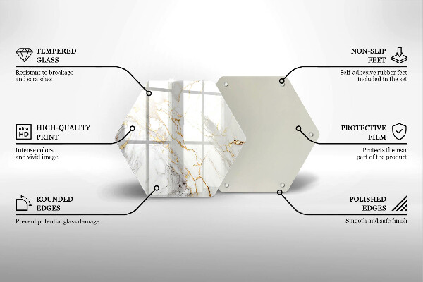 Kuchynská doska zo skla Svetlý mramor so zlatom