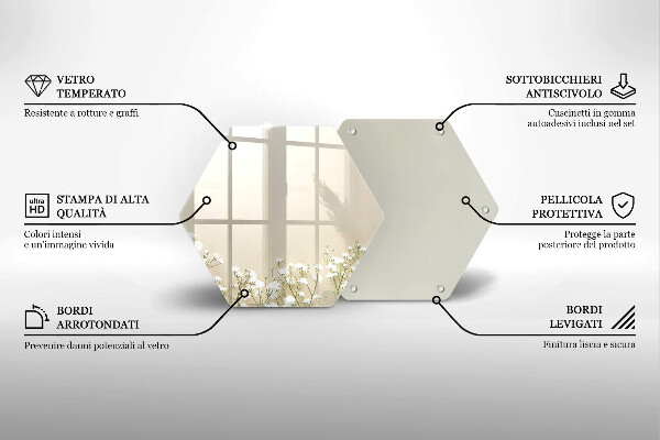 Kuchynská doska zo skla Sadrové boho kvety