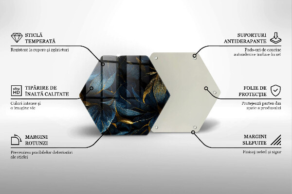 Kuchynská doska zo skla Ozdobné listy so zlatom