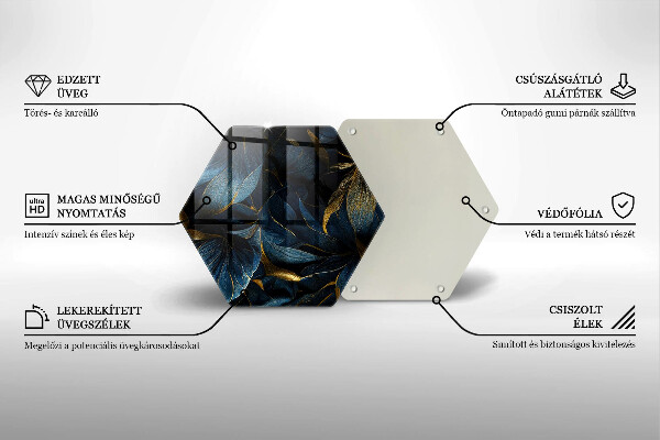 Kuchynská doska zo skla Ozdobné listy so zlatom