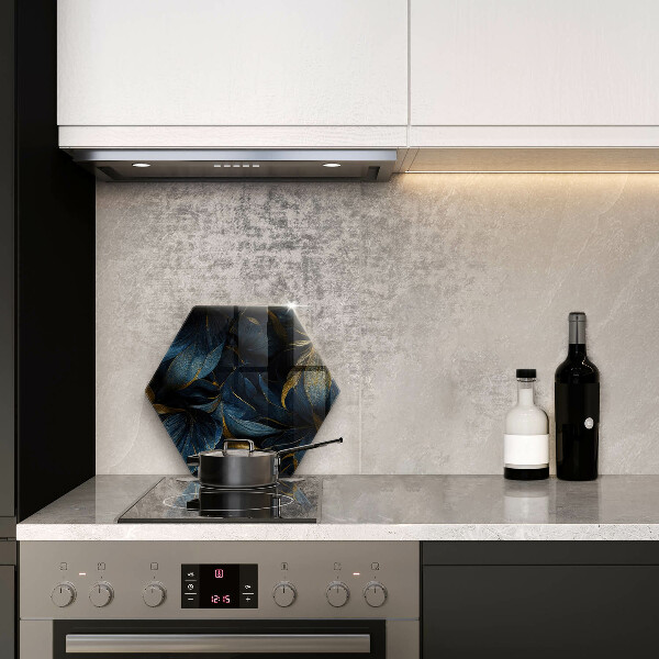 Kuchynská doska zo skla Ozdobné listy so zlatom