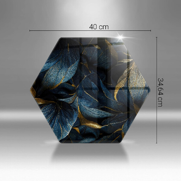 Kuchynská doska zo skla Ozdobné listy so zlatom