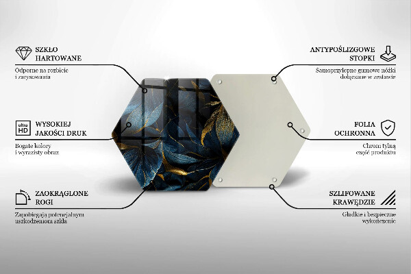 Kuchynská doska zo skla Ozdobné listy so zlatom