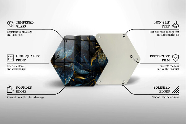 Kuchynská doska zo skla Ozdobné listy so zlatom