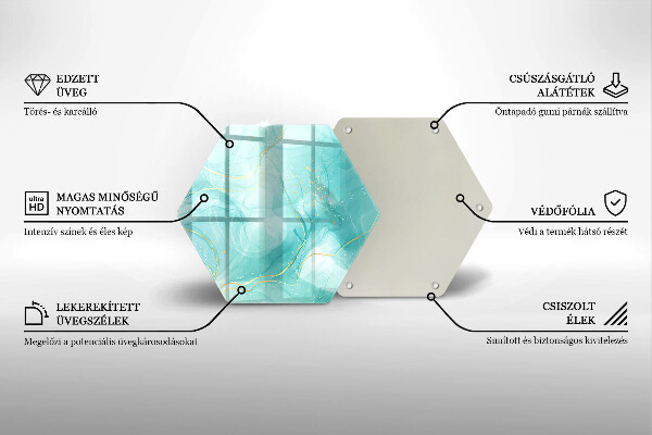 Kuchynská doska veľká zo skla Modrá a zlatá abstrakcia