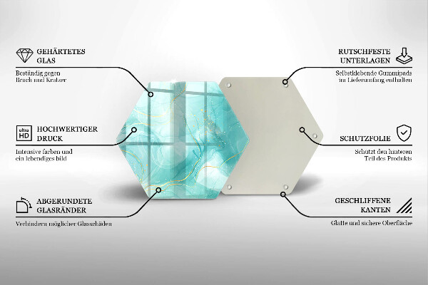 Kuchynská doska veľká zo skla Modrá a zlatá abstrakcia