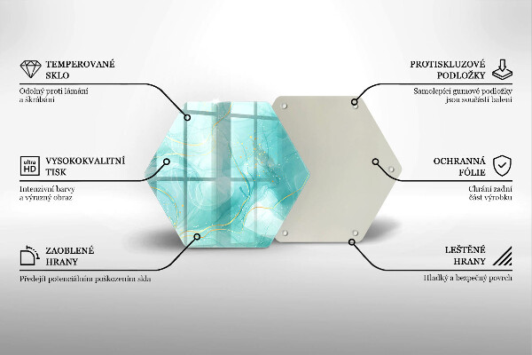 Kuchynská doska veľká zo skla Modrá a zlatá abstrakcia