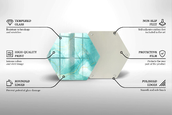 Kuchynská doska veľká zo skla Modrá a zlatá abstrakcia