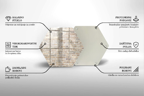 Kuchynská doska veľká zo skla Svetlá tehlová stena