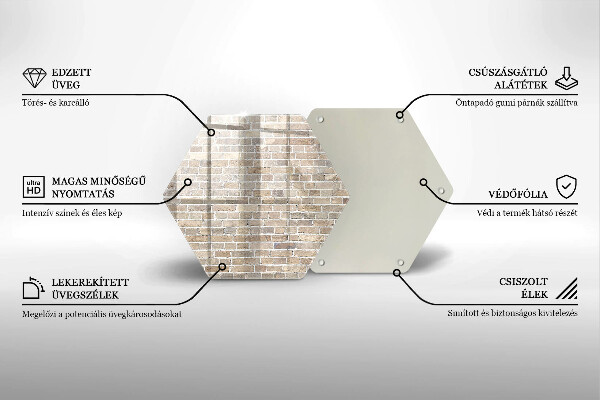 Kuchynská doska veľká zo skla Svetlá tehlová stena