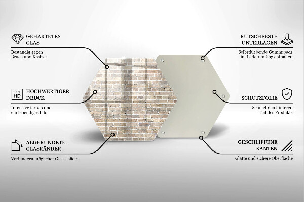 Kuchynská doska veľká zo skla Svetlá tehlová stena