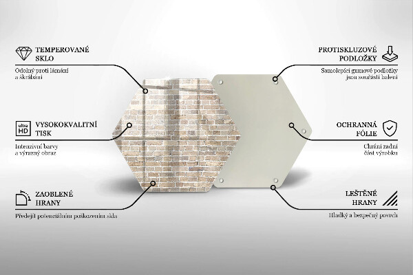 Kuchynská doska veľká zo skla Svetlá tehlová stena