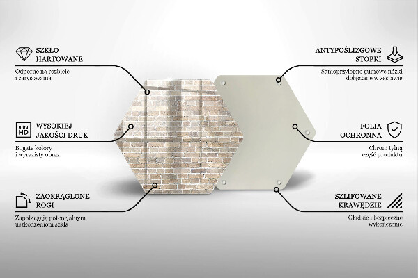 Kuchynská doska veľká zo skla Svetlá tehlová stena