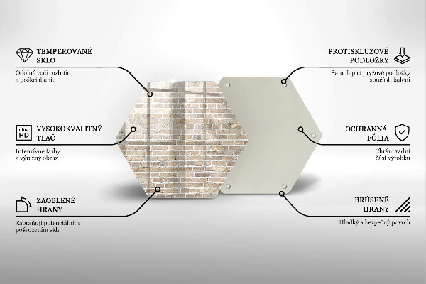 Kuchynská doska veľká zo skla Svetlá tehlová stena