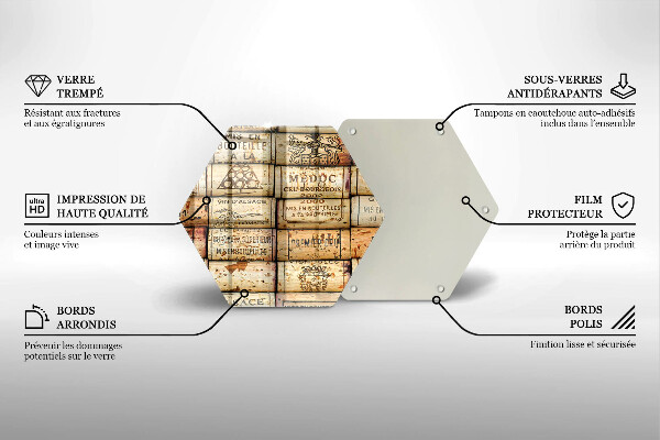 Kuchynská doska veľká zo skla Staré zátky od vína