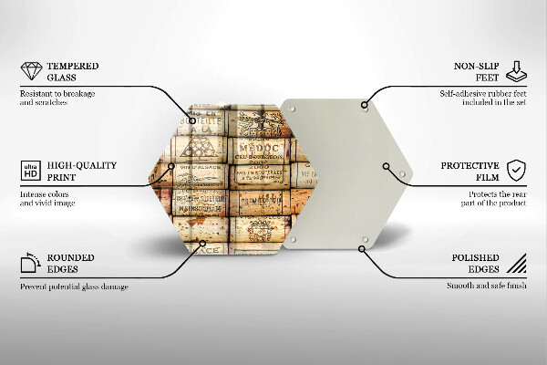 Kuchynská doska veľká zo skla Staré zátky od vína