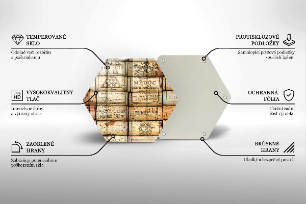 Kuchynská doska veľká zo skla Staré zátky od vína