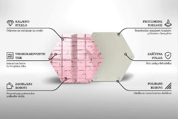 Kuchynská doska veľká zo skla Pastelová tehlová stena