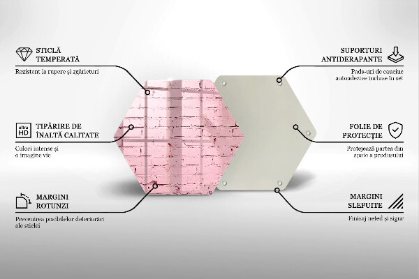 Kuchynská doska veľká zo skla Pastelová tehlová stena