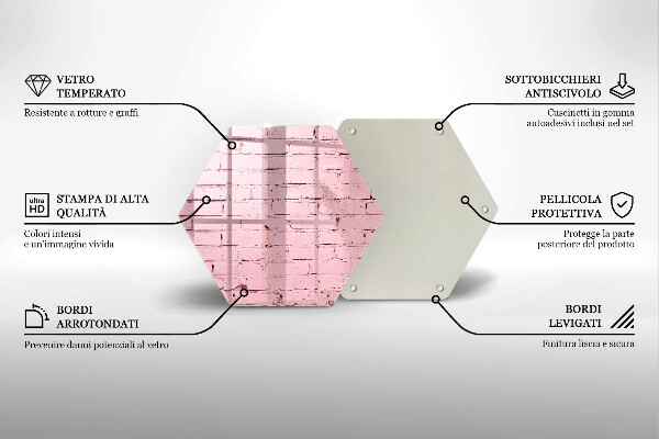 Kuchynská doska veľká zo skla Pastelová tehlová stena
