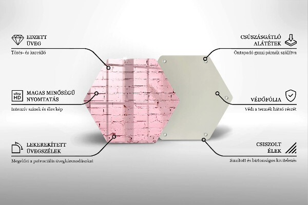 Kuchynská doska veľká zo skla Pastelová tehlová stena