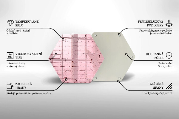 Kuchynská doska veľká zo skla Pastelová tehlová stena