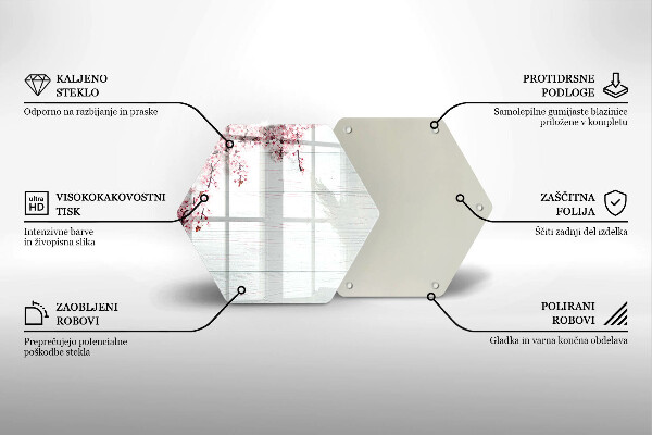 Kuchynská doska veľká zo skla Kvety na doskách