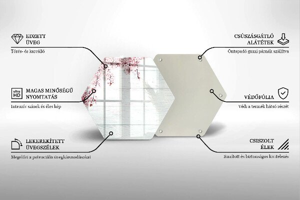 Kuchynská doska veľká zo skla Kvety na doskách