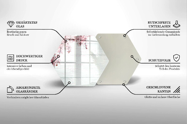 Kuchynská doska veľká zo skla Kvety na doskách