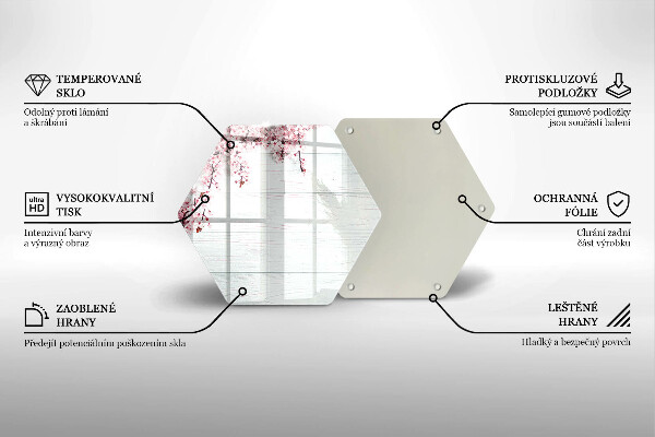 Kuchynská doska veľká zo skla Kvety na doskách