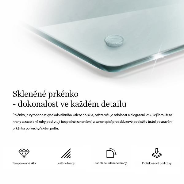 Priehľadná sklenená doska na krájanie 40 cm