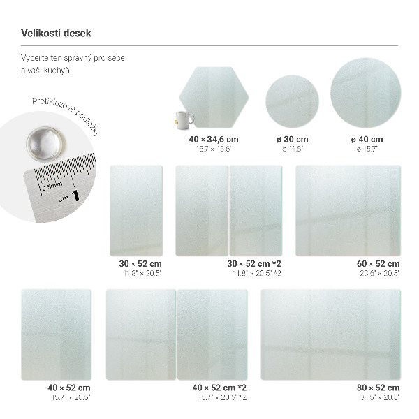 Sklenená doska na krájanie s priemerom 40 cm