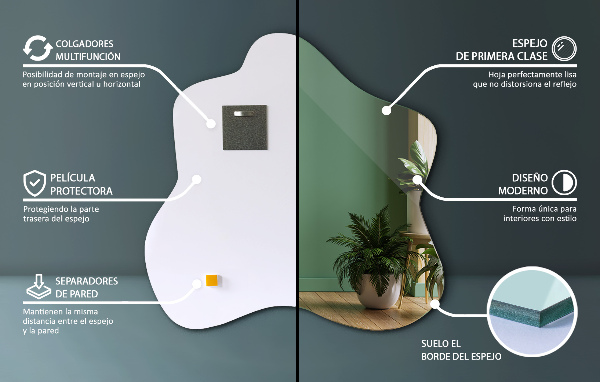 Zrkadlo v tvare škvrny asymetrické 48x48 cm