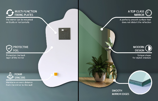 Zrkadlo v tvare škvrny asymetrické 48x48 cm