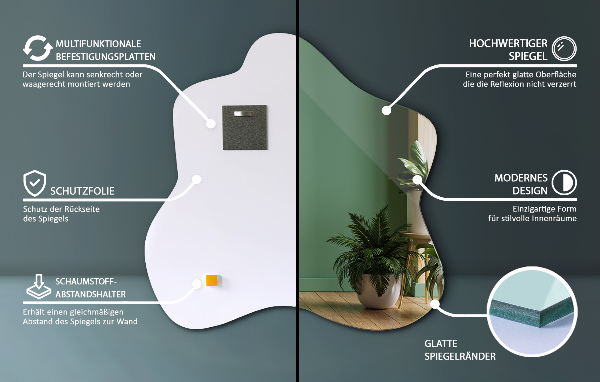 Zrkadlo v tvare škvrny asymetrické 58x58 cm