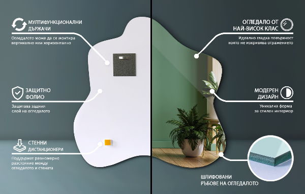 Zrkadlo v tvare škvrny asymetrické 68x67 cm