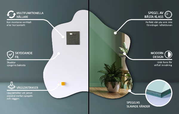 Zrkadlo v tvare škvrny asymetrické 77x77 cm