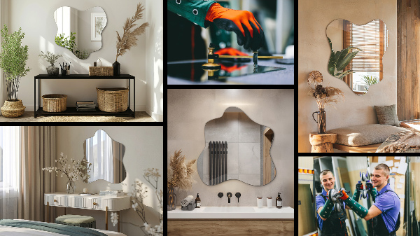 Zrkadlo v tvare škvrny asymetrické 77x77 cm