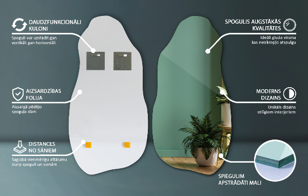 Nepravidelne zrkadlo štýlový doplnok bez rámu 45x90