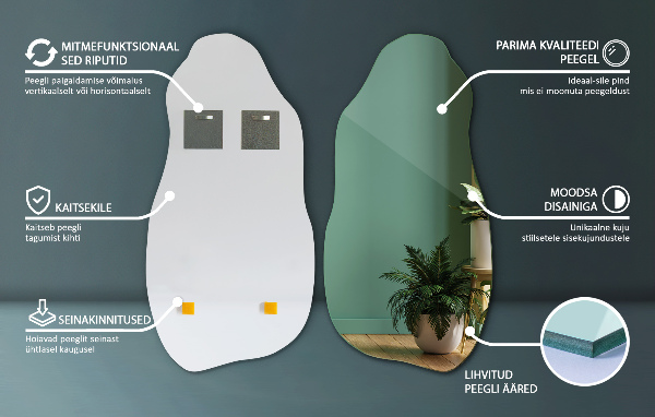 Nepravidelne zrkadlo originálne zavesenie 50x100