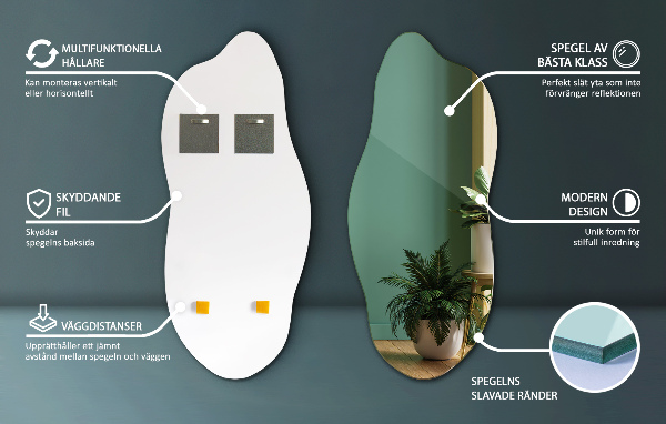 Nepravidelne zrkadlo bez rámu 40x90 cm